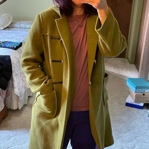 Chartreuse and Tangerine Wool Coat